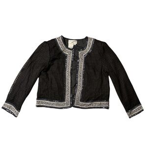 Papell Boutique Black and White Beaded Jacket